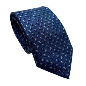 Buick Men Silk Necktie Blue Geometric Oval Pattern One Size Classic Professional